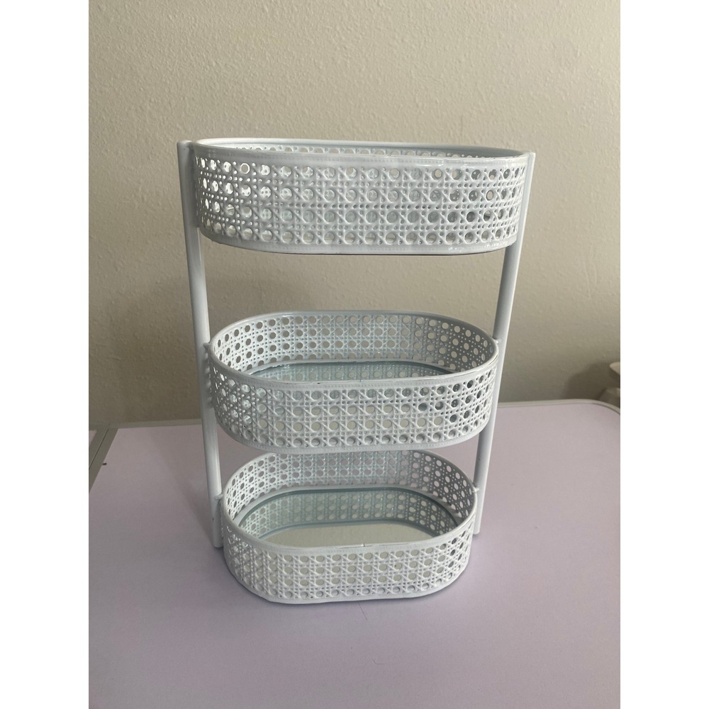 Willow & Riley 3 Tier‎ Metal Organizer Tray White Farmhouse Storage